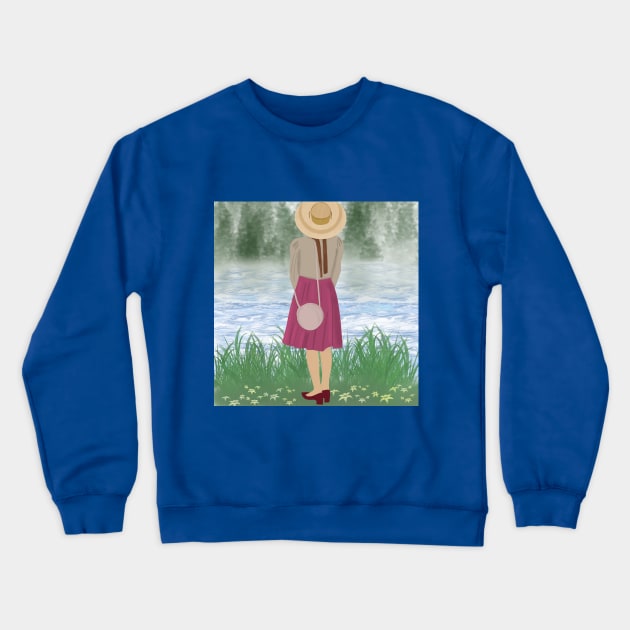 River girl Crewneck Sweatshirt by Diaverse Illustration